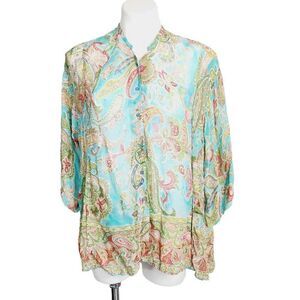 Rene Derhy floral paisley top Size small